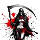 female reaper holding a scythe  tattoo design idea