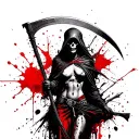 female reaper holding a scythe  tattoo design idea