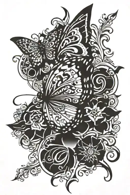 neotribal butterfly tattoo design idea