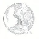  A skull consumed by shadows, with hollow eyes and jagged cracks tattoo design idea