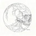  A skull consumed by shadows, with hollow eyes and jagged cracks tattoo design idea