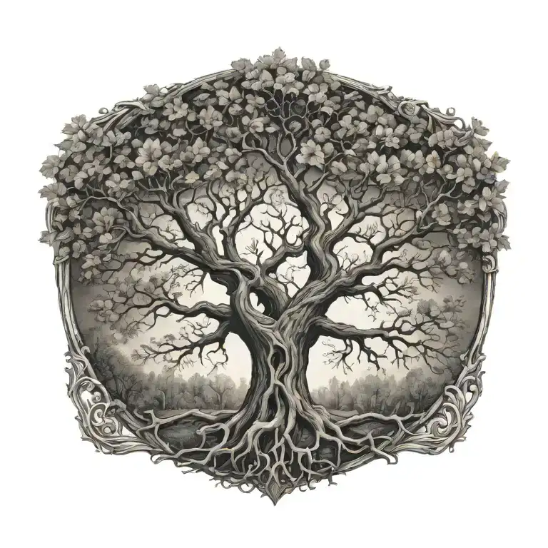 weirwood tree tattoo design idea