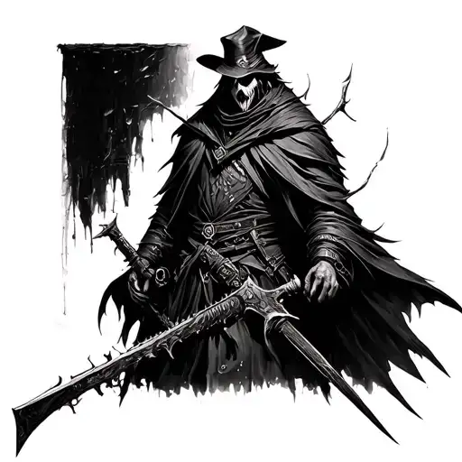 bloodborne hunter standing tattoo design idea