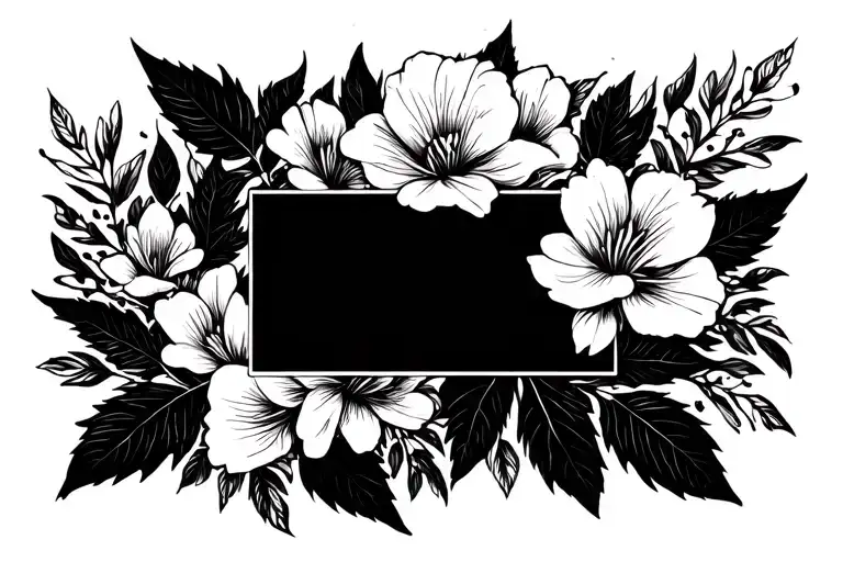 white wine leaves, white flowers, rectangular picture shape, density like a wallpaper tattoo design idea