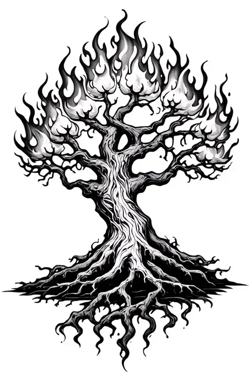 Poison Tree made of fire tattoo design idea