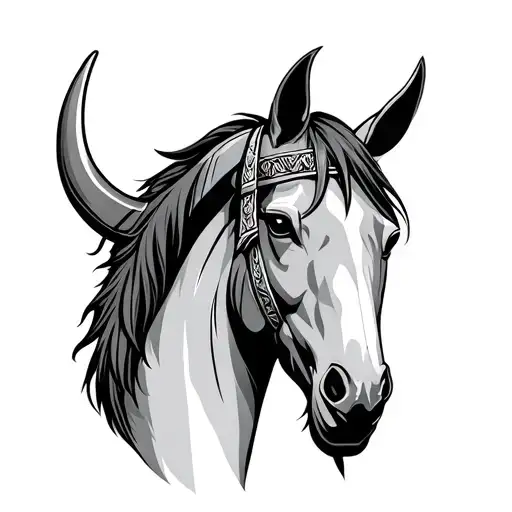 Viking horse head tattoo design idea