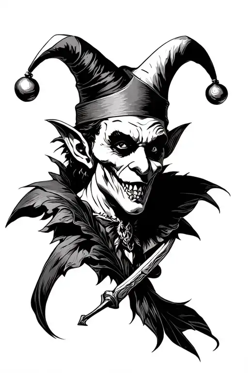 evil court jester tattoo design idea