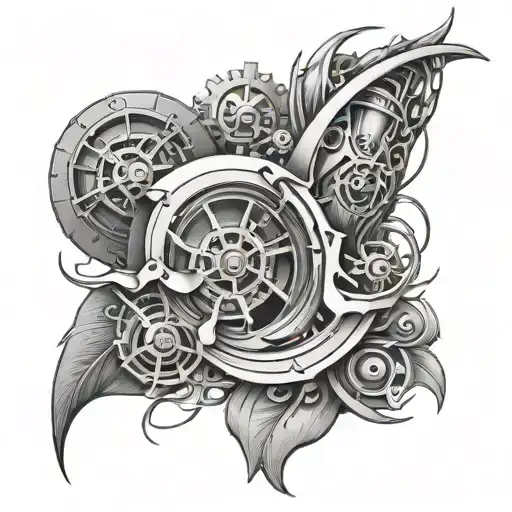 bio mechanical sleeve tattoo design idea