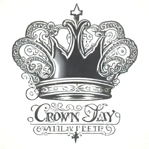 a crown, and underneath are the words "I will always lay my crown at His feet" in cursive tattoo design idea