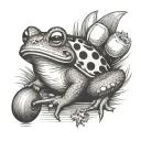 toad with bowling pins tattoo design idea