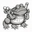 toad with bowling pins tattoo design idea
