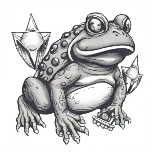 toad with bowling pins tattoo design idea