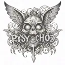psycho word tattoo design idea