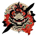 gamakichi with dmt molecule structure tattoo design idea