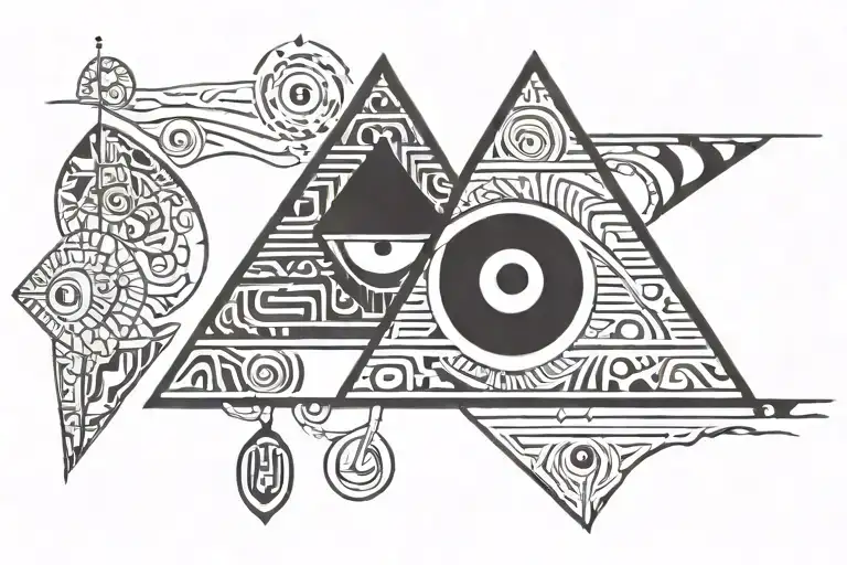 pyramid and eye tattoo design idea