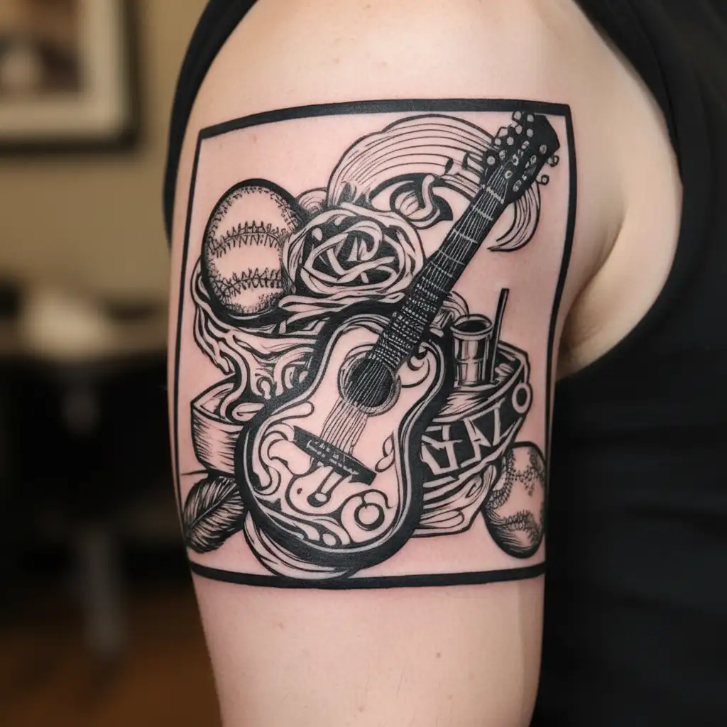 dominican republic, music, food, baseball tattoo design idea