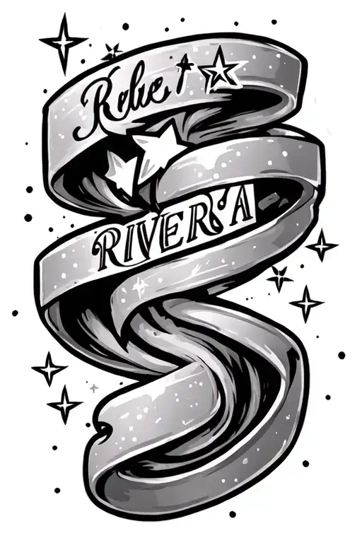 "Rivera" stars shining tattoo design idea