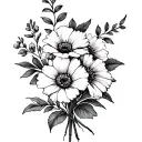 birth flower bouquet tattoo june , august and november tattoo design idea