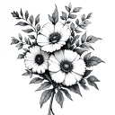 birth flower bouquet tattoo june , august and november tattoo design idea