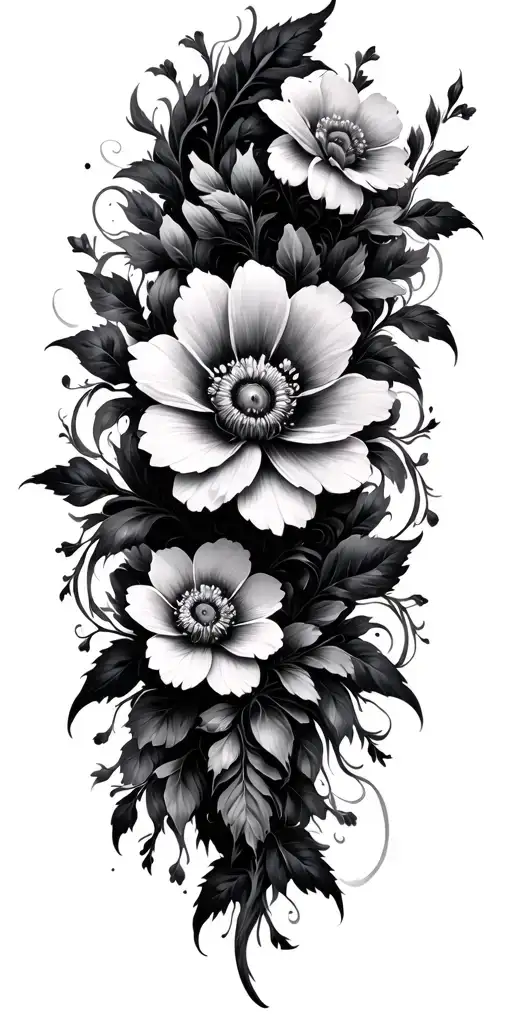 decayed flowers  tattoo design idea