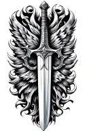 sword with engraving of 06:13:05 in roman numerals tattoo design idea