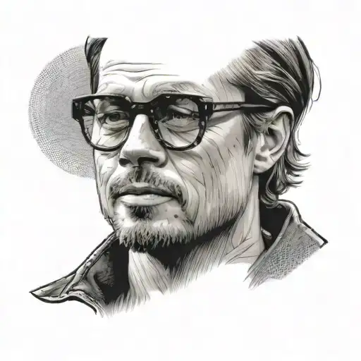 brad pitt with glasses style 1950s style female cyborg tattoo design idea