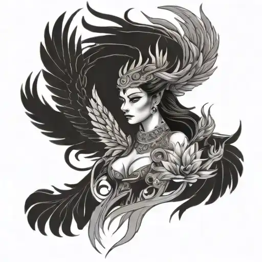 phoenix and kali goddess tattoo design idea