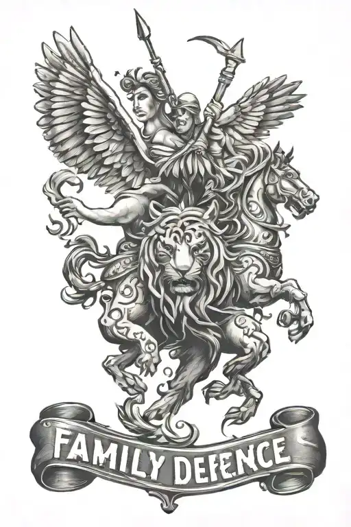 family, self defence, courage bravery honor tattoo design idea