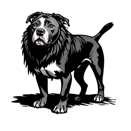 American pit bull terrier standing proud Lion tattoo design idea