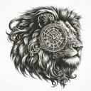 a lion and a clock marking the number 325 tattoo design idea