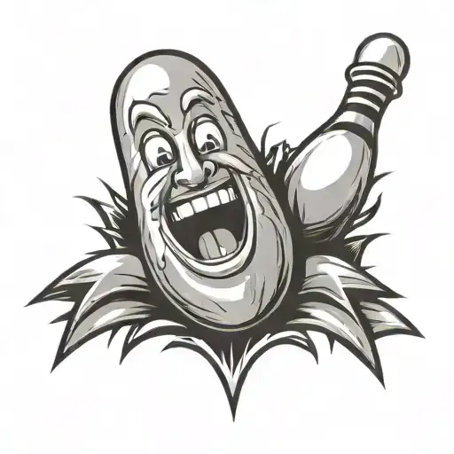 bowling pin with a face tattoo design idea