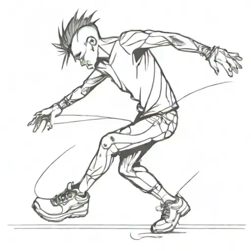 punk guy falling tattoo design idea