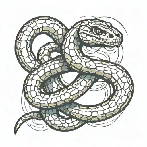 snake from skeleton, abstract, mechanic, industrial, cyberpunk, snake slithers through mechanic tattoo design idea
