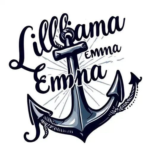 "Lilliana Emma Isabella" Navy anchor intertwined tattoo design idea