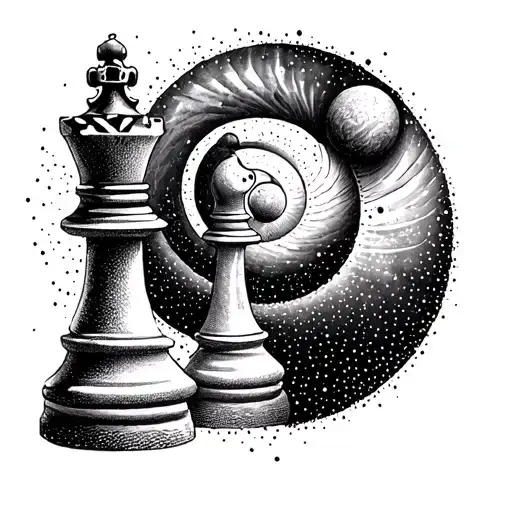 Chess, fibonacci spiral, space, astronalta e tattoo design idea