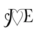 letters J "heart" E with slanted font tattoo design idea
