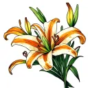 simple tiger lilies in a bunch without stems representing my girlfriend tattoo design idea