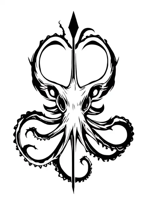 kraken with arrow intertwined  tattoo design idea