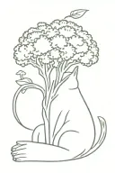 broccoli cat nature tattoo design idea