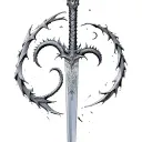 realistically the sword of narsil from lord of the rings which is broken with a sketch of a dragon wrapped around  tattoo design idea