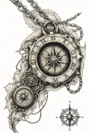 ripped skin with ocean inside and rustic compass and Rose's necklace fro titanic  tattoo design idea