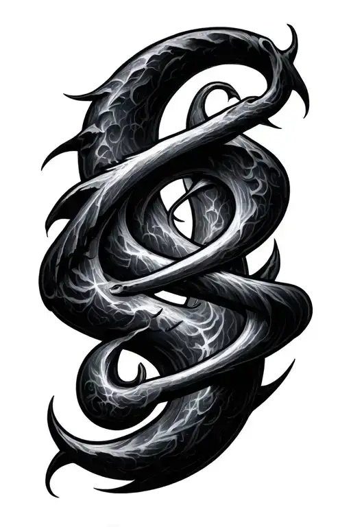 The image is a digital mock-up showing how you could expand your existing Dark Mark tattoo into a full Harry Potter-them tattoo design idea