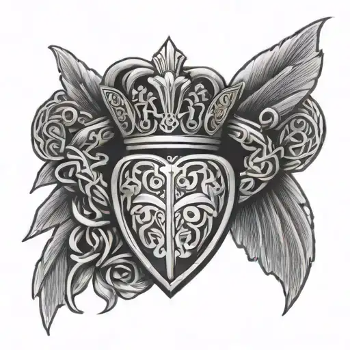 claddagh and celtic warrior tattoo design idea
