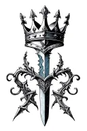 a broken sword and crown tattoo design idea