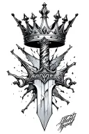a broken sword and crown tattoo design idea
