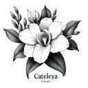 Cattleya trianae in a bouquet and name cattleya tattoo design idea