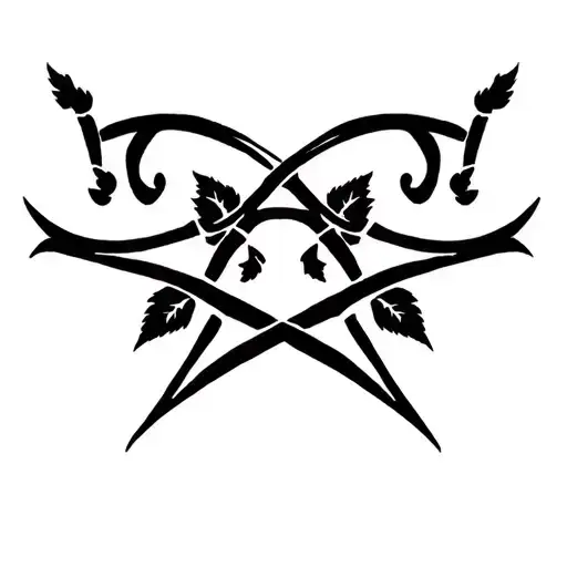 crown of roses sharp cross intertwined tattoo design idea