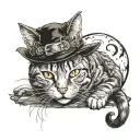 cat + halloween + witch tattoo design idea