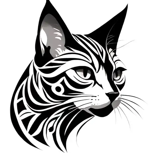 Cat with three heads tattoo design idea