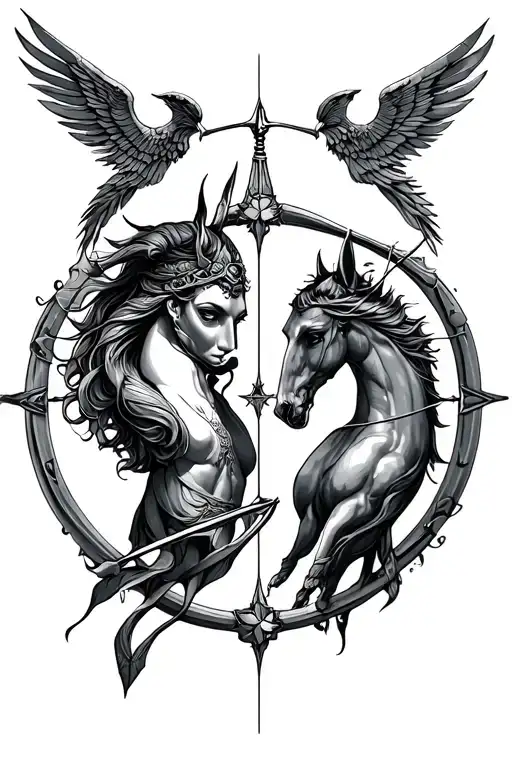 Libra and Sagittarius tattoo design idea
